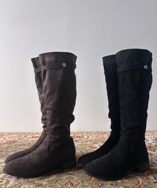 Unitage（ユニテージ）の「フェイクスウェードロングブーツ（ブーツ・レディース・ブラック/ブラウン・MEDIUM/LARGE）」の3枚目の写真