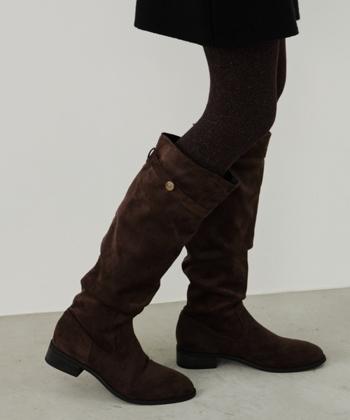 Unitage（ユニテージ）の「フェイクスウェードロングブーツ（ブーツ・レディース・ブラック/ブラウン・MEDIUM/LARGE）」の6枚目の写真