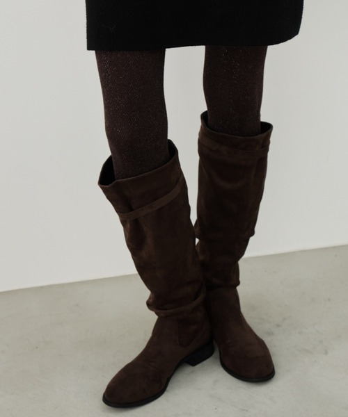 Unitage（ユニテージ）の「フェイクスウェードロングブーツ（ブーツ・レディース・ブラック/ブラウン・MEDIUM/LARGE）」の7枚目の写真