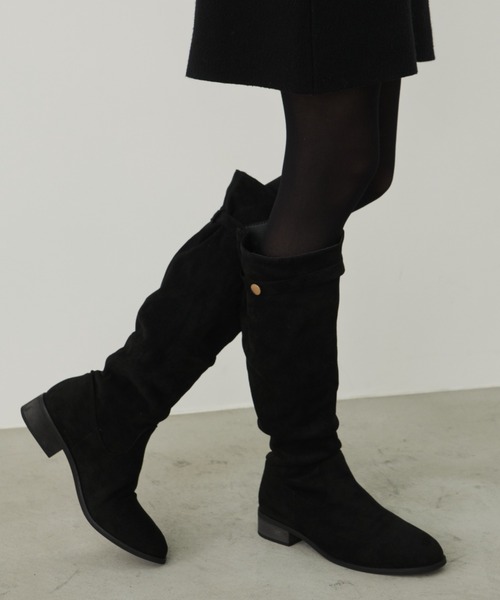 Unitage（ユニテージ）の「フェイクスウェードロングブーツ（ブーツ・レディース・ブラック/ブラウン・MEDIUM/LARGE）」の13枚目の写真