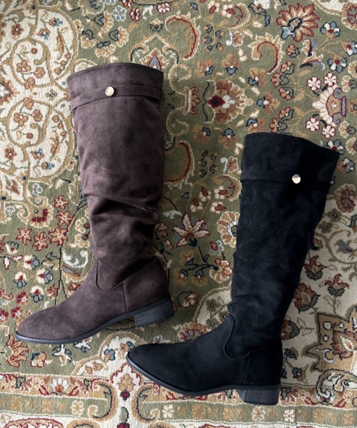 Unitage（ユニテージ）の「フェイクスウェードロングブーツ（ブーツ・レディース・ブラック/ブラウン・MEDIUM/LARGE）」の15枚目の写真