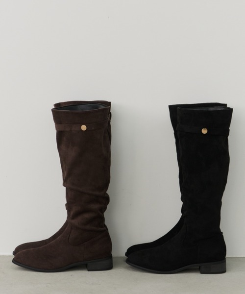 Unitage（ユニテージ）の「フェイクスウェードロングブーツ（ブーツ・レディース・ブラック/ブラウン・MEDIUM/LARGE）」の17枚目の写真