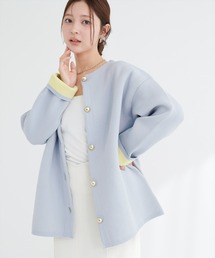 natural couture（ナチュラルクチュール）の「配色プレーティングポリニットカーデ（カーディガン/ボレロ）」