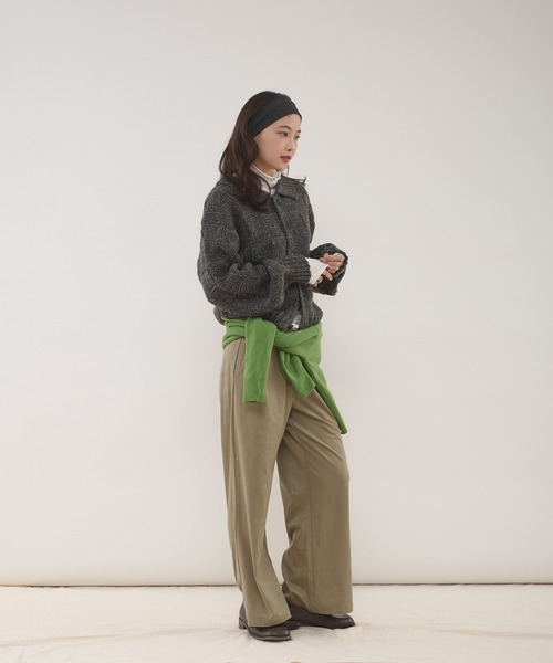 MUHET（ミュエータ）の「glitter knit shirt cardigan / グリッターニットシャツカーディガン（カーディガン/ボレロ・レディース・チャコールグレー/ブラウン・FREE）」の3枚目の写真