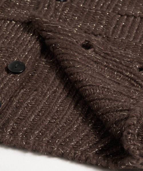 MUHET（ミュエータ）の「glitter knit shirt cardigan / グリッターニットシャツカーディガン（カーディガン/ボレロ・レディース・チャコールグレー/ブラウン・FREE）」の6枚目の写真