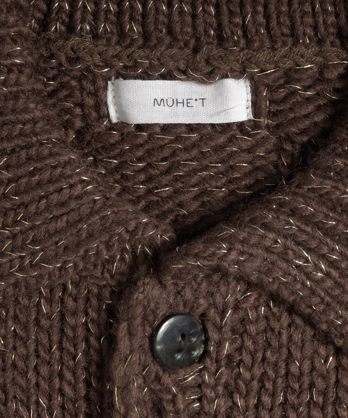 MUHET（ミュエータ）の「glitter knit shirt cardigan / グリッターニットシャツカーディガン（カーディガン/ボレロ・レディース・チャコールグレー/ブラウン・FREE）」の5枚目の写真