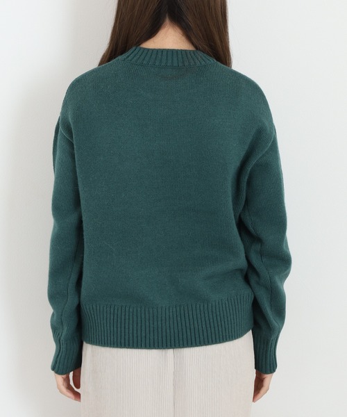 EGLANTINE(エグランティーヌ)の「EGLANTINE ロゴ加工ニット(ニット/セーター・レディース・オフホワイト/ブラック/グリーン・40)」の5枚目の写真