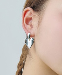スリム ハート プレート ピアス