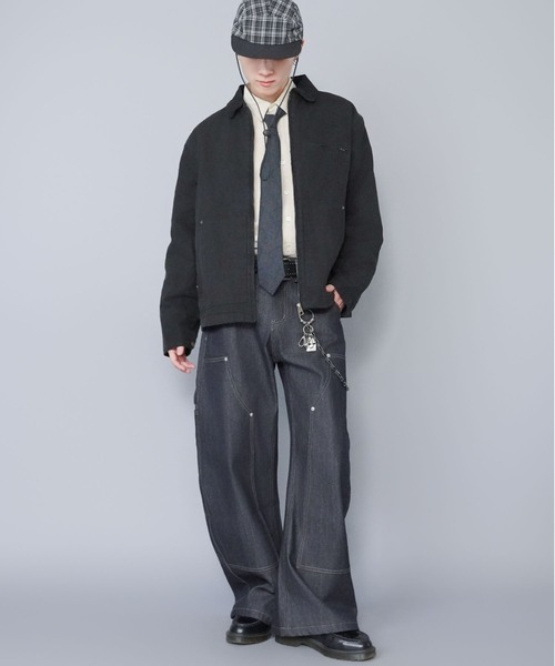 SPINNS（スピンズ）の「【短丈】中綿ダック地デトロイトジャケット/キルティング裏地/古着風/ユニセックス（ブルゾン・メンズ・スミクロ/ブルー系その他/キャメル/ブラック・L/M）」の5枚目の写真