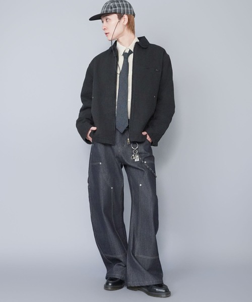 SPINNS（スピンズ）の「【短丈】中綿ダック地デトロイトジャケット/キルティング裏地/古着風/ユニセックス（ブルゾン・メンズ・スミクロ/ブルー系その他/キャメル/ブラック・L/M）」の6枚目の写真