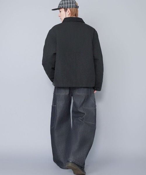 SPINNS（スピンズ）の「【短丈】中綿ダック地デトロイトジャケット/キルティング裏地/古着風/ユニセックス（ブルゾン・メンズ・スミクロ/ブルー系その他/キャメル/ブラック・L/M）」の7枚目の写真