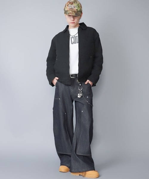 SPINNS（スピンズ）の「【短丈】中綿ダック地デトロイトジャケット/キルティング裏地/古着風/ユニセックス（ブルゾン・メンズ・スミクロ/ブルー系その他/キャメル/ブラック・L/M）」の16枚目の写真