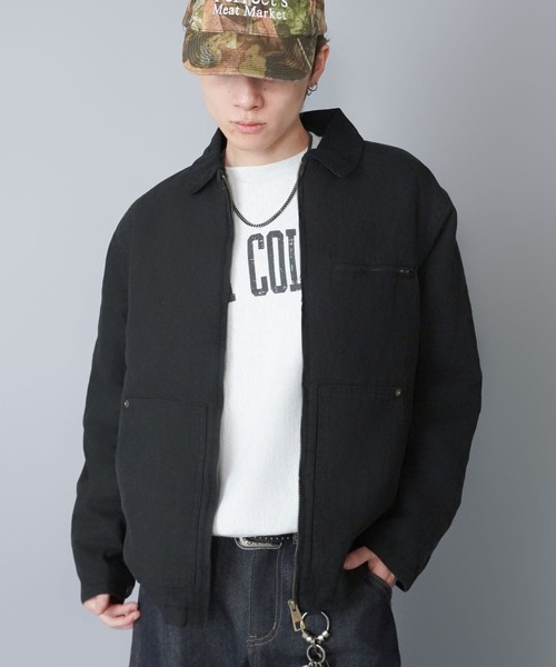 セール】【短丈】中綿ダック地デトロイトジャケット/キルティング裏地