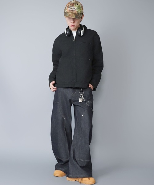 SPINNS（スピンズ）の「【短丈】中綿ダック地デトロイトジャケット/キルティング裏地/古着風/ユニセックス（ブルゾン・メンズ・スミクロ/ブルー系その他/キャメル/ブラック・L/M）」の14枚目の写真