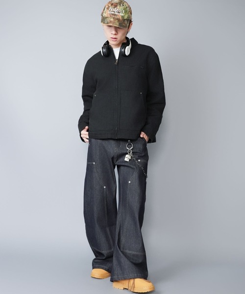 SPINNS（スピンズ）の「【短丈】中綿ダック地デトロイトジャケット/キルティング裏地/古着風/ユニセックス（ブルゾン・メンズ・スミクロ/ブルー系その他/キャメル/ブラック・L/M）」の15枚目の写真