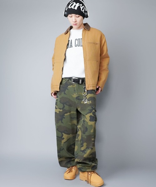 SPINNS（スピンズ）の「【短丈】中綿ダック地デトロイトジャケット/キルティング裏地/古着風/ユニセックス（ブルゾン・メンズ・スミクロ/ブルー系その他/キャメル/ブラック・L/M）」の19枚目の写真