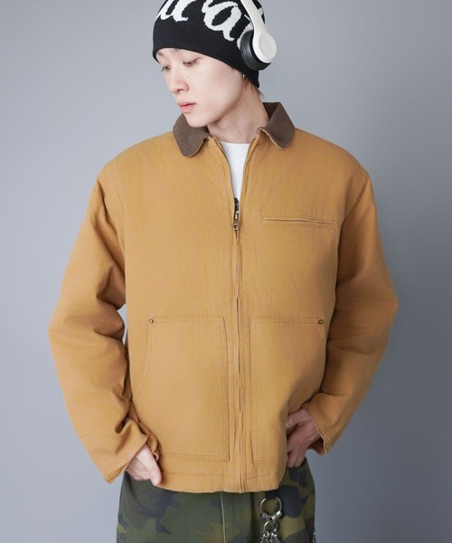 SPINNS（スピンズ）の「【短丈】中綿ダック地デトロイトジャケット/キルティング裏地/古着風/ユニセックス（ブルゾン・メンズ・スミクロ/ブルー系その他/キャメル/ブラック・L/M）」の22枚目の写真