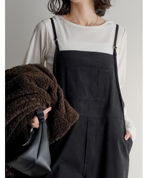 Re:EDIT（リエディ）の「[ZOZOTOWN限定][低身長/高身長サイズ有]コーデュロイナローストラップサロペット（サロペット/オーバーオール・レディース・ブラック/ネイビー/ブラウン・SHORT/MEDIUM/TALL/LARGE）」の8枚目の写真