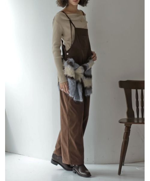 Re:EDIT（リエディ）の「[ZOZOTOWN限定][低身長/高身長サイズ有]コーデュロイナローストラップサロペット（サロペット/オーバーオール・レディース・ブラック/ネイビー/ブラウン・SHORT/MEDIUM/TALL/LARGE）」の13枚目の写真