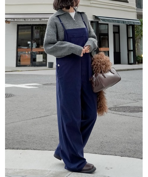 Re:EDIT（リエディ）の「[ZOZOTOWN限定][低身長/高身長サイズ有]コーデュロイナローストラップサロペット（サロペット/オーバーオール・レディース・ブラック/ネイビー/ブラウン・SHORT/MEDIUM/TALL/LARGE）」の4枚目の写真