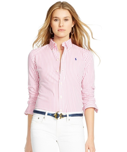 POLO RALPH LAUREN（ポロ ラルフ ローレン）の「カスタムフィット ストライプド シャツ（シャツ/ブラウス・レディース・ブルー系その他/ピンク系2/ブラック×ホワイト・4/6/10/12/0/2/14）」の3枚目の写真