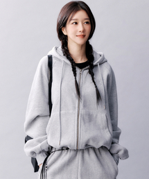 BUTTERFLY WARM COTTON SWEAT HOOD ZIP UP_GRAY