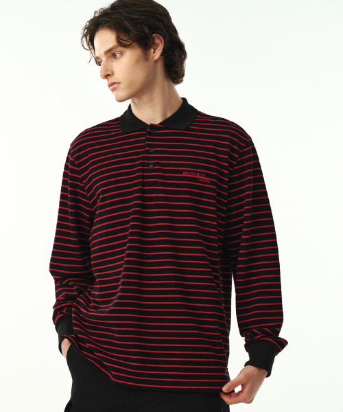 01 M.C UNISEX Stripe PK Shirt / Cherry Coke