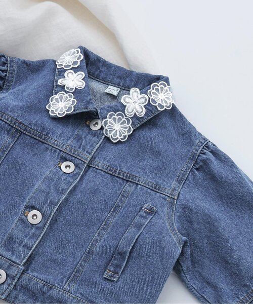apres les cours（アプレレクール）の「レースモチーフショートデニムジャケット（デニムジャケット・キッズ・ブルー・140/130/120/110/100/90）」の6枚目の写真