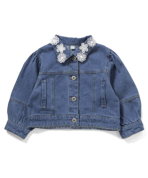apres les cours（アプレレクール）の「レースモチーフショートデニムジャケット（デニムジャケット・キッズ・ブルー・140/130/120/110/100/90）」の8枚目の写真