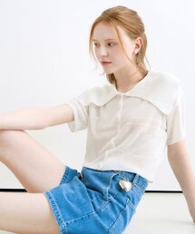 ADAUL（アダウル）の「ビッグセーラーカラーハーフカーディガン - ホワイト（カーディガン/ボレロ）」