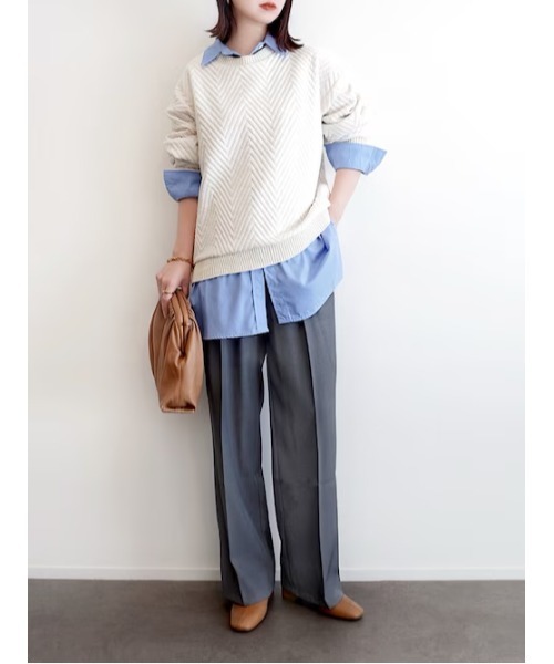 ikka(イッカ)の「【お得だ値】フクレ幾何ジャガードプルオーバー(Tシャツ/カットソー・レディース・チャコール/アイボリー/サックスブルー/ブラウン系その他・M/L/S)」の10枚目の写真