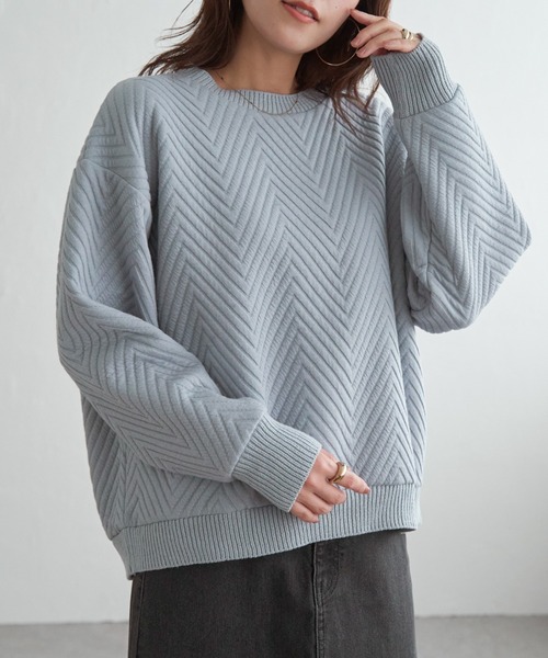 ikka(イッカ)の「【お得だ値】フクレ幾何ジャガードプルオーバー(Tシャツ/カットソー・レディース・チャコール/アイボリー/サックスブルー/ブラウン系その他・M/L/S)」の22枚目の写真