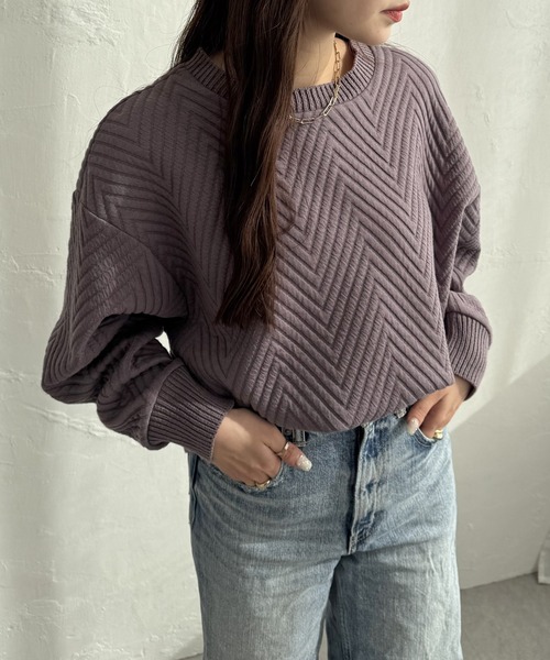 ikka(イッカ)の「【お得だ値】フクレ幾何ジャガードプルオーバー(Tシャツ/カットソー・レディース・チャコール/アイボリー/サックスブルー/ブラウン系その他・M/L/S)」の15枚目の写真