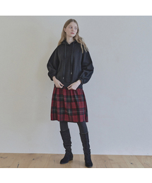 Tartan Check Pleated Midi Skirt - GREEN