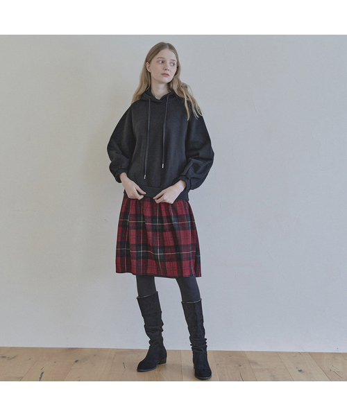 AVANT-G(アバン)の「Tartan Check Pleated Midi Skirt - GREEN(スカート・レディース・ブラウン/ダークグリーン/レッド・FREE)」の3枚目の写真