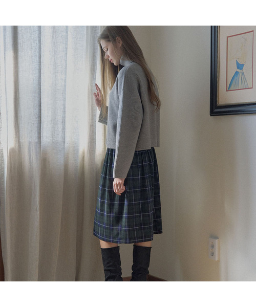 AVANT-G(アバン)の「Tartan Check Pleated Midi Skirt - GREEN(スカート・レディース・ブラウン/ダークグリーン/レッド・FREE)」の1枚目の写真