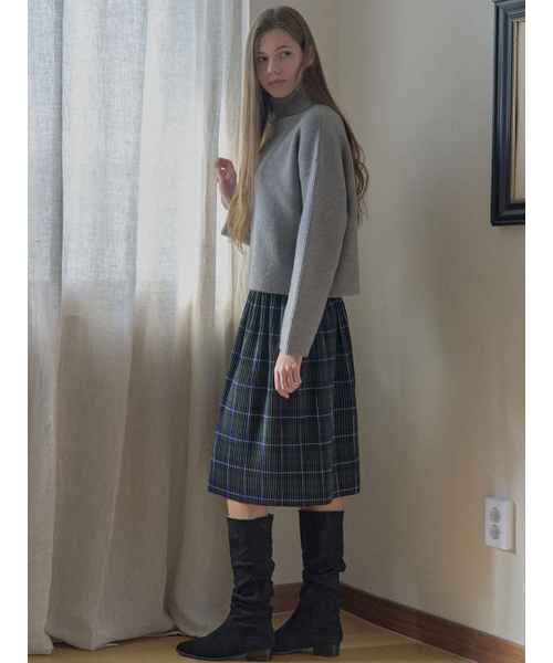 AVANT-G(アバン)の「Tartan Check Pleated Midi Skirt - GREEN(スカート・レディース・ブラウン/ダークグリーン/レッド・FREE)」の5枚目の写真