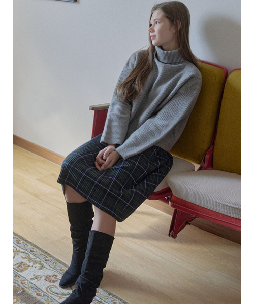 AVANT-G(アバン)の「Tartan Check Pleated Midi Skirt - GREEN(スカート・レディース・ブラウン/ダークグリーン/レッド・FREE)」の8枚目の写真