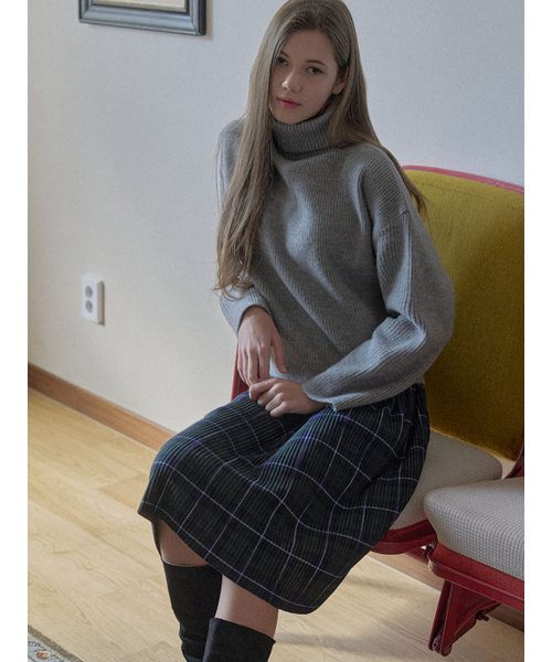 AVANT-G(アバン)の「Tartan Check Pleated Midi Skirt - GREEN(スカート・レディース・ブラウン/ダークグリーン/レッド・FREE)」の9枚目の写真
