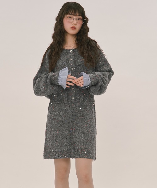 ロワンニュイ loin nuit スパンコールニットセットアップ spangle knit set up / スパンコールニットセットアップ（セットアップ