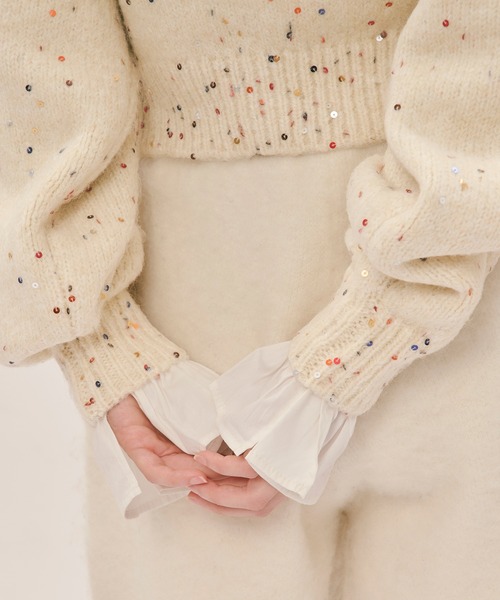 loin nuit(ロワンニュイ)の「spangle knit set up / スパンコールニットセットアップ(セットアップ・レディース・アイボリー/ブラック/グレー/ブルー・FREE)」の13枚目の写真