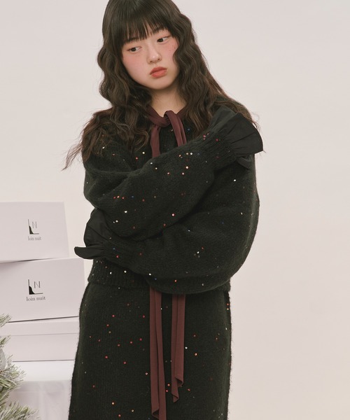 loin nuit(ロワンニュイ)の「spangle knit set up / スパンコールニットセットアップ(セットアップ・レディース・アイボリー/ブラック/グレー/ブルー・FREE)」の17枚目の写真