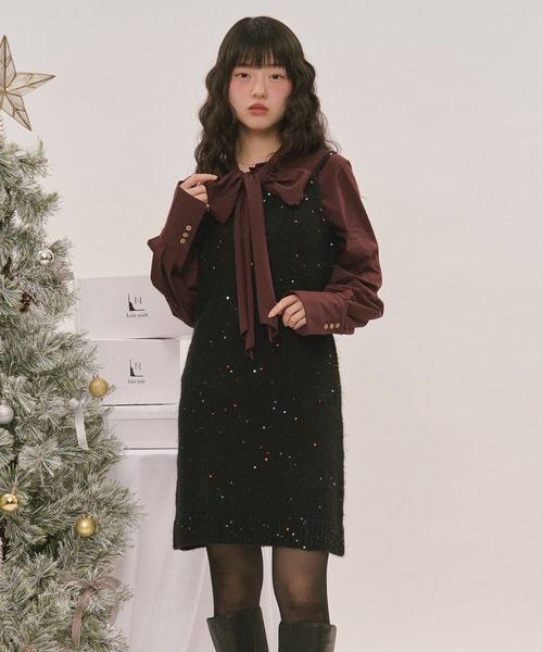 loin nuit(ロワンニュイ)の「spangle knit set up / スパンコールニットセットアップ(セットアップ・レディース・アイボリー/ブラック/グレー/ブルー・FREE)」の18枚目の写真