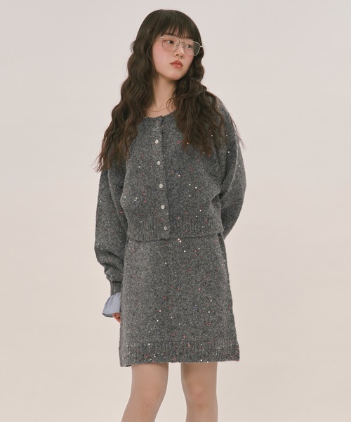 ロワンニュイ loin nuit スパンコールニットセットアップ spangle knit set up / スパンコールニットセットアップ（セットアップ