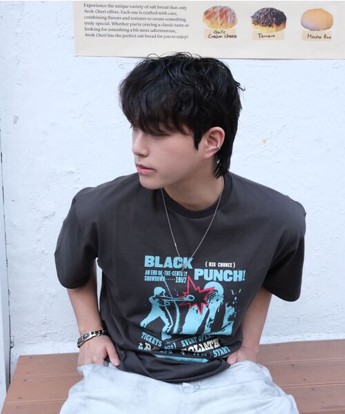 CACTUSDONUTMARKET(カクタスドーナツマーケット)の「Black Punch T-Shirt - Charcoal(Tシャツ/カットソー・メンズ・その他・MEDIUM/LARGE)」の7枚目の写真
