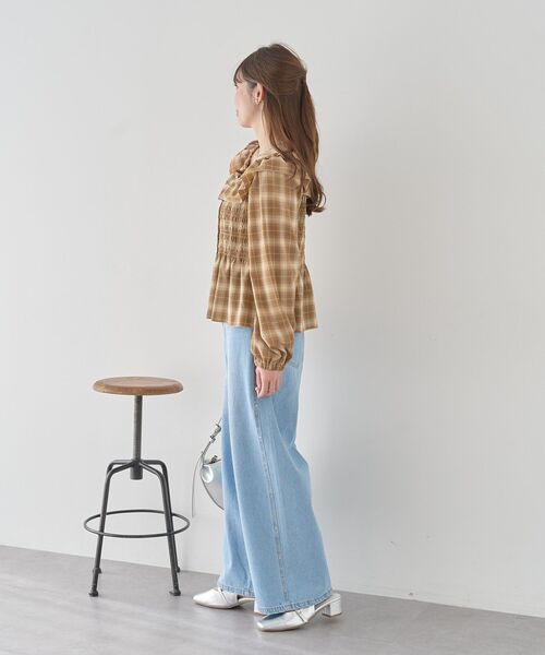 earth music&ecology(アースミュージックアンドエコロジー)の「【2026SS】チェックシャーリングブラウス(シャツ/ブラウス・レディース・グレー/ブラック/キャメル・FREE)」の13枚目の写真