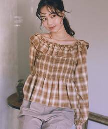 earth music&ecology | 【2026SS】チェックシャーリングブラウス(シャツ/ブラウス)