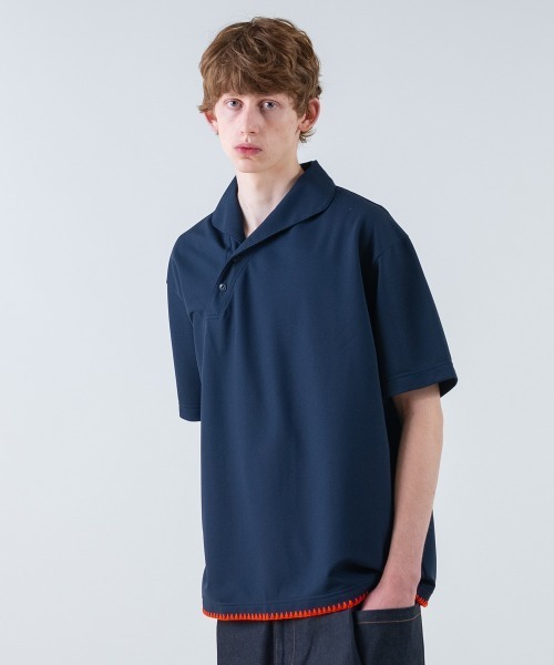 rehacer（レアセル）の「rehacer : Asymmetry Collar  Polo  / アシンメトリーカラー ポロ（Tシャツ/カットソー・メンズ・ネイビー/ブラック・MEDIUM/SMALL/X-LARGE/LARGE）」の7枚目の写真