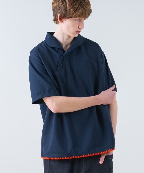 rehacer（レアセル）の「rehacer : Asymmetry Collar  Polo  / アシンメトリーカラー ポロ（Tシャツ/カットソー・メンズ・ネイビー/ブラック・MEDIUM/SMALL/X-LARGE/LARGE）」の9枚目の写真