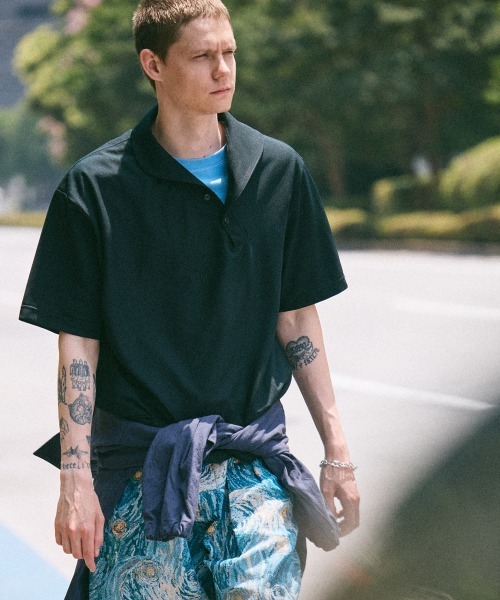 rehacer（レアセル）の「rehacer : Asymmetry Collar  Polo  / アシンメトリーカラー ポロ（Tシャツ/カットソー・メンズ・ネイビー/ブラック・MEDIUM/SMALL/X-LARGE/LARGE）」の20枚目の写真